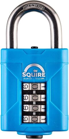 Squire Heavy Duty Padlock (CP40S) - Toughest Steel Shackle - 4 Wheel Combination Padlock - Stainless Steel for Corrosion Resistance - Weatherproof Lock for Home, School & Garage (Marine Blue, 40 mm) in Saudi Arabia