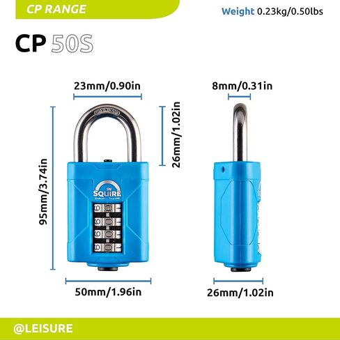 Squire Heavy Duty Padlock (CP40S) - Toughest Steel Shackle - 4 Wheel Combination Padlock - Stainless Steel for Corrosion Resistance - Weatherproof Lock for Home, School & Garage (Marine Blue, 40 mm) in Saudi Arabia