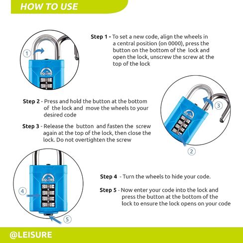 Squire Heavy Duty Padlock (CP40S) - Toughest Steel Shackle - 4 Wheel Combination Padlock - Stainless Steel for Corrosion Resistance - Weatherproof Lock for Home, School & Garage (Marine Blue, 40 mm) in Saudi Arabia