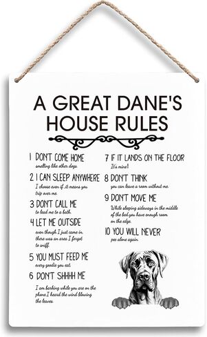 A Great Dane’s House Rules Dog Wooden Signs 8x10, Great Dane Gifts, Dog Signs for Home Decor, Dog Decorations for the Home, Dog Wall Decor, House Rules Sign, Gifts for Dog Lovers Owners in Kuwait