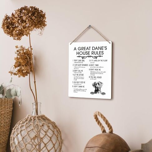 A Great Dane’s House Rules Dog Wooden Signs 8x10, Great Dane Gifts, Dog Signs for Home Decor, Dog Decorations for the Home, Dog Wall Decor, House Rules Sign, Gifts for Dog Lovers Owners in Kuwait