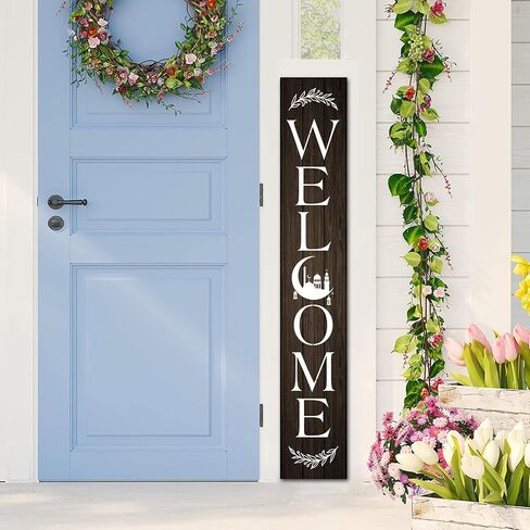 (48inx8in) Tall Welcome Signs Vertical for Front Porch Standing Hanging Large Wooden Sign Door Home Decoration Classroom Farmhouse Decor Outdoor Indoor, 20230328aa006 in Saudi Arabia