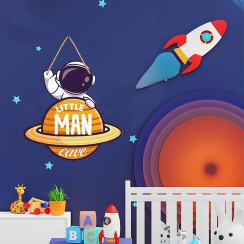 Space Decor for Boys Room Space Themed Bedroom Decor Outer Space Door Sign Astronaut Wooden Sign Wall Art Decorations for Nursery Kids Room Playroom in Saudi Arabia