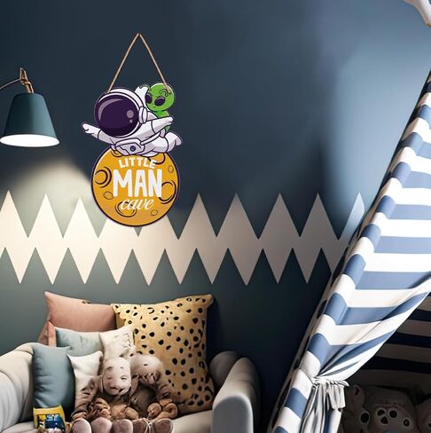 Space Decor for Boys Room Space Themed Bedroom Decor Outer Space Door Sign Astronaut Wooden Sign Wall Art Decorations for Nursery Kids Room Playroom in Kuwait