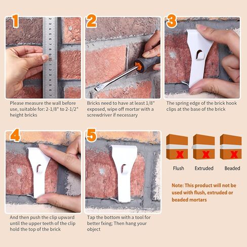 Ripeng Brick Wall Clips for Hanging Outdoors Metal Hooks Brick Picture Hangers Fit 2-1/4 to 2-3/8 inch Wall Siding Hooks Mount to Brick Without Drilling for Outside Home Decor(Bronze, 8 Pieces) in Kuwait