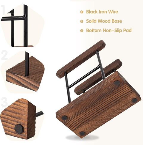 Lavievert Wooden Napkin Holder with Black Metal Wire, Upright Tissue Paper Organizer for Kitchen Dinner Table, Countertop, Restaurant, Home Decor - Set of 2, Dark Brown in Saudi Arabia