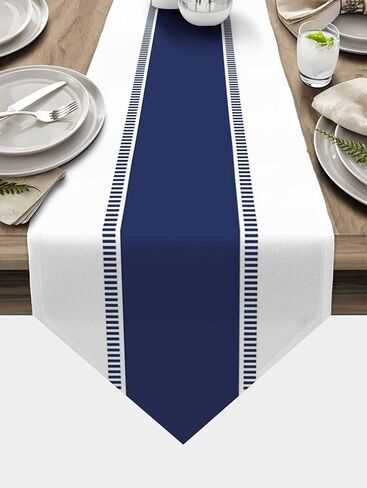 Black White Table Runner 90 inches Long for Kitchen Dining Table Summer Solid Color Stripe Coffee Table Runner for Living Room Cotton Linen Farmhouse Runners for Party Dresser Scarves Decor 13x90in in Saudi Arabia