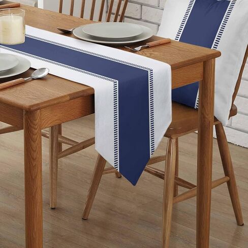 Black White Table Runner 90 inches Long for Kitchen Dining Table Summer Solid Color Stripe Coffee Table Runner for Living Room Cotton Linen Farmhouse Runners for Party Dresser Scarves Decor 13x90in in Saudi Arabia