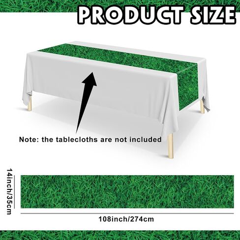 Peryiter Artificial Grass Table Runner Plastic Disposable Turf Table Runner 14 x 108 Inch Faux Grass Table Decor for Wedding Baby Bridal Shower Sports Event Golf Birthday Party Supplies(12 Pcs) in Saudi Arabia