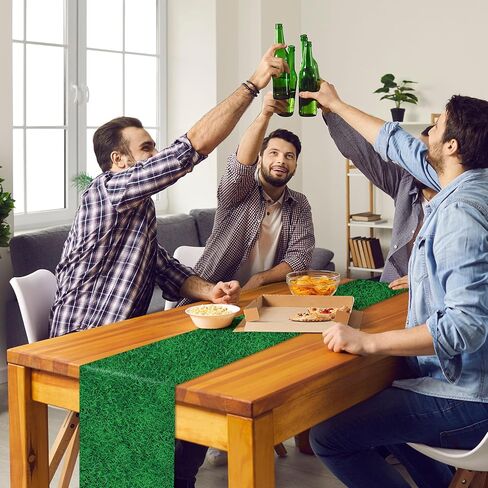Peryiter Artificial Grass Table Runner Plastic Disposable Turf Table Runner 14 x 108 Inch Faux Grass Table Decor for Wedding Baby Bridal Shower Sports Event Golf Birthday Party Supplies(12 Pcs) in Saudi Arabia