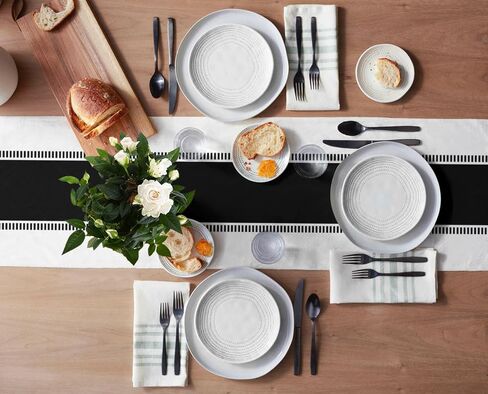 Black White Table Runner 90 inches Long for Kitchen Dining Table Summer Solid Color Stripe Coffee Table Runner for Living Room Cotton Linen Farmhouse Runners for Party Dresser Scarves Decor 13x90in in Saudi Arabia
