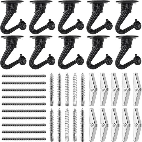 10 مجموعات من خطافات السقف من SEISSO - خطاف معدني شديد التحمل مع أجهزة وأجنحة تبديل للنباتات المعلقة وتركيب السقف وتثبيت الجدار (أبيض) in Kuwait