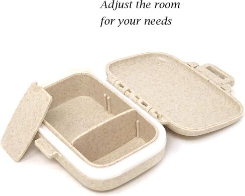 Honbay Vitamin Organizer Box Portable Travel Pill Case Healthy Eco-Friendly Wheat Straw Small Pill Box (Primary Color) in Saudi Arabia