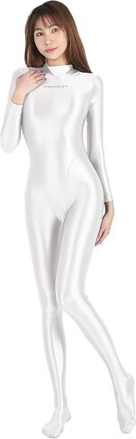Oily Luster Full Body Diving Suit Tight one-Piece Competitive hot Spring Thin one-Piece Swimsuit (as1, Alpha, 3X_l, Regular, Regular, White) in Saudi Arabia