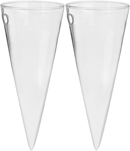 BESTOYARD 2pcs Wall Hanging Glass Flower Pots Plant Vase Wall Flower Vase Terrarium Air Plants Hydroponic Vase Tubes Wall Hanging Glass Vases Cone Shape Vase Coat Hanger Automatic in Saudi Arabia