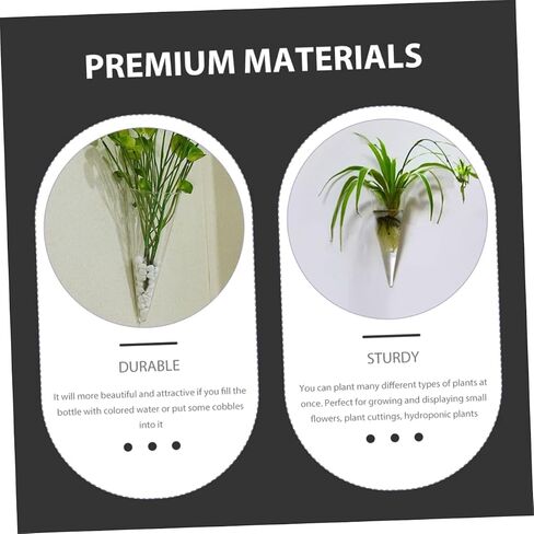 BESTOYARD 2pcs Wall Hanging Glass Flower Pots Plant Vase Wall Flower Vase Terrarium Air Plants Hydroponic Vase Tubes Wall Hanging Glass Vases Cone Shape Vase Coat Hanger Automatic in Saudi Arabia