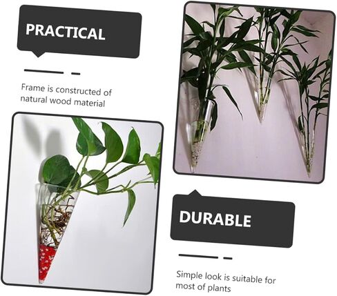 BESTOYARD 2pcs Wall Hanging Glass Flower Pots Plant Vase Wall Flower Vase Terrarium Air Plants Hydroponic Vase Tubes Wall Hanging Glass Vases Cone Shape Vase Coat Hanger Automatic in Saudi Arabia