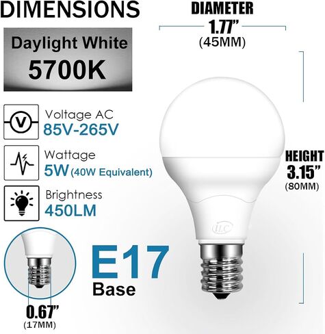 ILC E17 LED Light Bulbs (40w Equivalent) 5W, Color Changing RGB, 5700K Daylight White, 12 Colors 2 Modes Timing with Remote Control (4 Pack) in Saudi Arabia