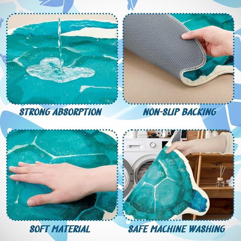 2 Pcs Blue Sea Turtle Bathroom Rug Sets 26 x 20 Inch and 32 x 24 Inch Sea Turtles Door Mat Non Slip Imitation Cashmere Turtle Bath Rug Ocean Beach Rug Sea Turtle Decor for Bathroom Kitchen in Saudi Arabia