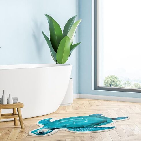 2 Pcs Blue Sea Turtle Bathroom Rug Sets 26 x 20 Inch and 32 x 24 Inch Sea Turtles Door Mat Non Slip Imitation Cashmere Turtle Bath Rug Ocean Beach Rug Sea Turtle Decor for Bathroom Kitchen in Saudi Arabia