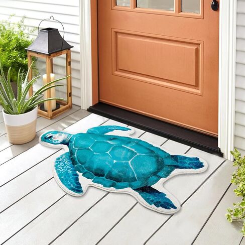 2 Pcs Blue Sea Turtle Bathroom Rug Sets 26 x 20 Inch and 32 x 24 Inch Sea Turtles Door Mat Non Slip Imitation Cashmere Turtle Bath Rug Ocean Beach Rug Sea Turtle Decor for Bathroom Kitchen in Saudi Arabia