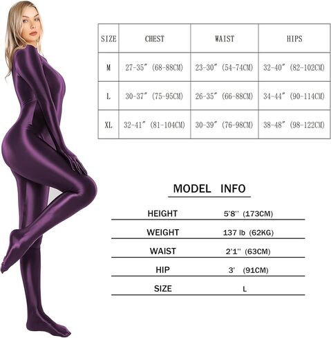 Glossy Full Bodysuit Womens One-Piece Swimsuit Shiny Unitard Back Zipper in Saudi Arabia