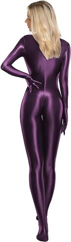 Glossy Full Bodysuit Womens One-Piece Swimsuit Shiny Unitard Back Zipper in Saudi Arabia