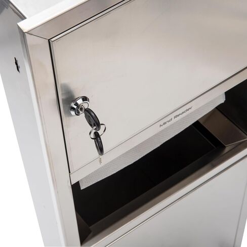 Mind Reader Paper Towel Dispenser and Trash Can, Wall-Mounted, Bathroom, Stainless Steel, 13.5" L x 29.5" H x 5.75" D, Silver in Saudi Arabia