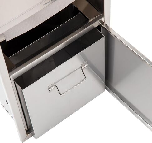 Mind Reader Paper Towel Dispenser and Trash Can, Wall-Mounted, Bathroom, Stainless Steel, 13.5" L x 29.5" H x 5.75" D, Silver in Saudi Arabia