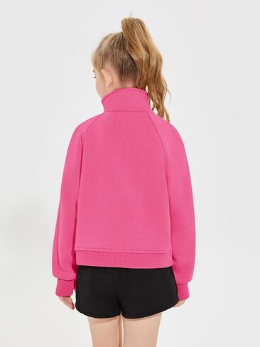 Haloumoning Girls Half Zip Sweatshirt Long Sleeve Pullover Crop Tops Kids Lightweight Fleece Fashion Winter Clothes in Kuwait