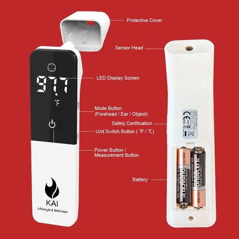 Kai LED Forehead and Ear Thermometer for Adults, Kids and Babies | Touchless, Accurate, Instant Read, Medical Grade, Premium Quality in Saudi Arabia