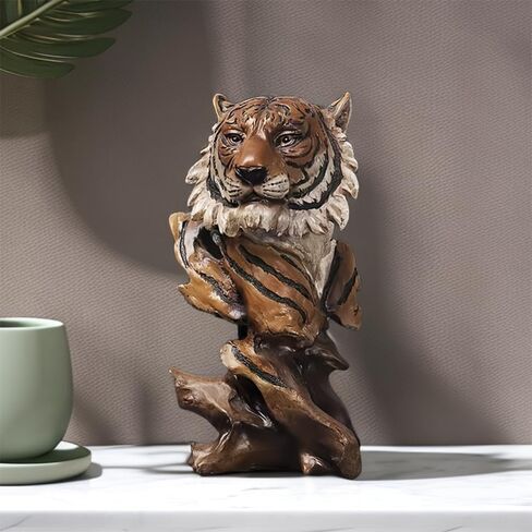 Resin Lion Head Bust Statue Sculpture Frgurine Gift for Home Office Living Room Desktop Display Decorative Decoration in Saudi Arabia