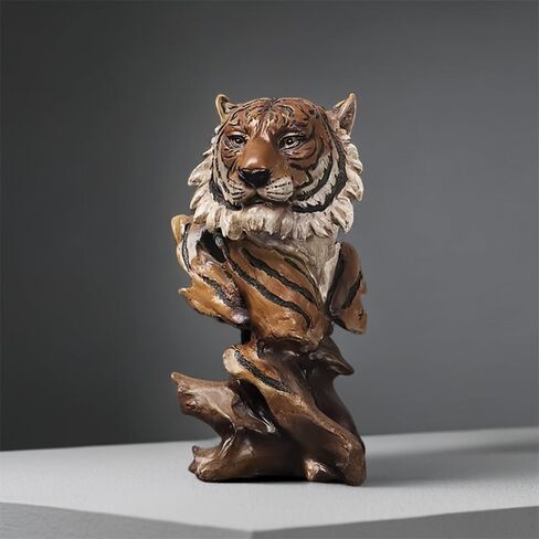 Resin Lion Head Bust Statue Sculpture Frgurine Gift for Home Office Living Room Desktop Display Decorative Decoration in Saudi Arabia