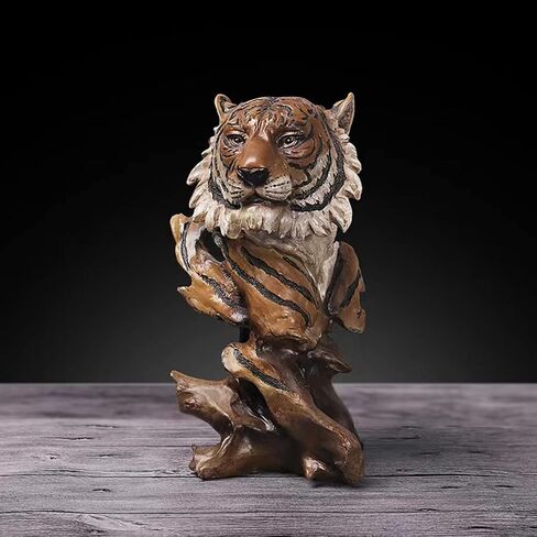 Resin Lion Head Bust Statue Sculpture Frgurine Gift for Home Office Living Room Desktop Display Decorative Decoration in Saudi Arabia