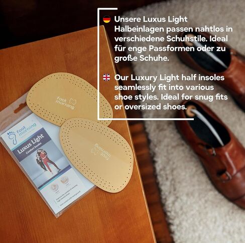 Luxus Light - Forefoot Front Half-Shoe Insoles (1 Pair) – Leather & Foam Ball of Foot Cushioning Insert for Shoes & Boots – Anti-Shoe Odour Carbon – Two-Layer Half-Insoles (Women 7-9) in Saudi Arabia