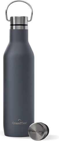 GrandTies Stainless Steel Water Bottles with 2 Lids | Slim Vacuum Insulated Cupholder Flask | Reusable Leak Proof BPA-Free Keep Cold Water bottle for School Gym Travel Sports | 21oz, Cobalt Blue in Saudi Arabia