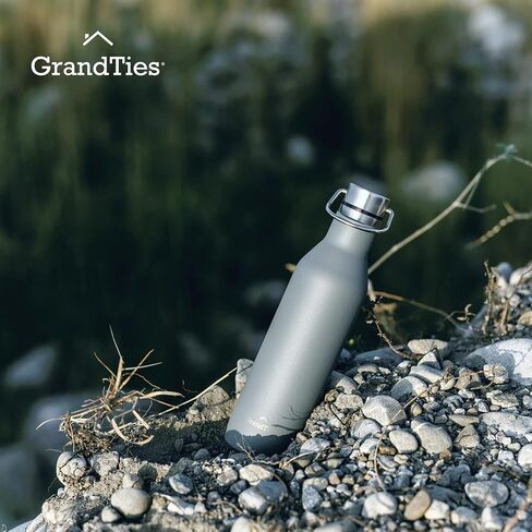 GrandTies Stainless Steel Water Bottles with 2 Lids | Slim Vacuum Insulated Cupholder Flask | Reusable Leak Proof BPA-Free Keep Cold Water bottle for School Gym Travel Sports | 21oz, Cobalt Blue in Saudi Arabia