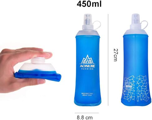AONIJIE Pack 2 TPU Soft Hydration Water Bottles Collapsible Flask-Use in Hydration Vest for Marathon Running Hiking Cycling in Saudi Arabia