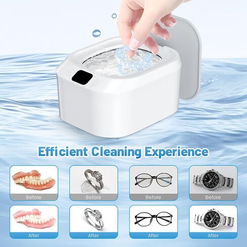 18W/46kHz Professional Ultrasonic Cleaner, 220ML Portable Cleaner for Dentures, Jewelry, Aligner, Braces, Mouth Guard (White, 1-PACK) in Saudi Arabia