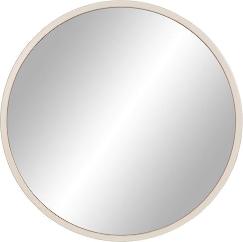 Patton Wall Decor 30" Distressed Cream and Gold Framed Round Wall Mirror, White in Kuwait