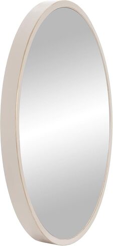 Patton Wall Decor 30" Distressed Cream and Gold Framed Round Wall Mirror, White in Kuwait