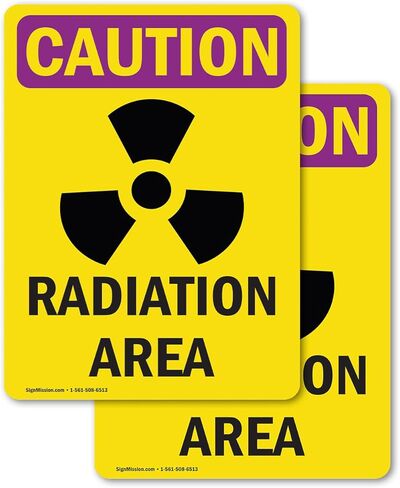 (2 Pack) Radiation Area With Symbol OSHA Caution Radiation Sign 5 Inch X 3.5 Inch Vinyl Label Decal Sticker Weather Resistant, UV Protected for Workplace, Business, Construction Site, Made in the USA in Saudi Arabia