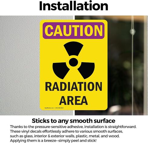 (2 Pack) Radiation Area With Symbol OSHA Caution Radiation Sign 5 Inch X 3.5 Inch Vinyl Label Decal Sticker Weather Resistant, UV Protected for Workplace, Business, Construction Site, Made in the USA in Saudi Arabia