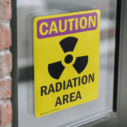 (2 Pack) Radiation Area With Symbol OSHA Caution Radiation Sign 5 Inch X 3.5 Inch Vinyl Label Decal Sticker Weather Resistant, UV Protected for Workplace, Business, Construction Site, Made in the USA in Saudi Arabia