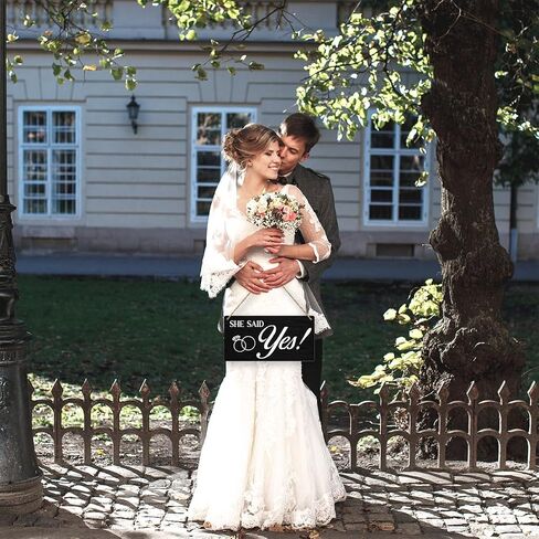 She Said Yes Rustic Wedding Signs Wall Hanging Wedding Decor Wedding Accessories Stuff Wall Art Decor Wedding Decorations for Reception Engagement Wedding Party Wooden Sign for Hallway Porch (Black) in Saudi Arabia
