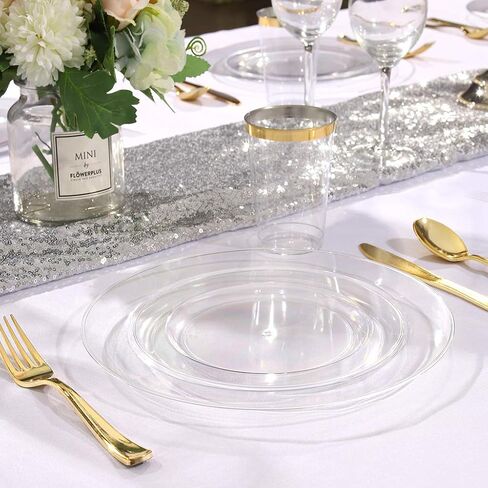 bUCLA 100PCS White Plastic Plates-10.25inch Disposable Dinner Plates-Premium Party&Wedding Plates in Saudi Arabia