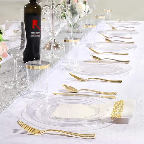 bUCLA 100PCS White Plastic Plates-10.25inch Disposable Dinner Plates-Premium Party&Wedding Plates in Saudi Arabia