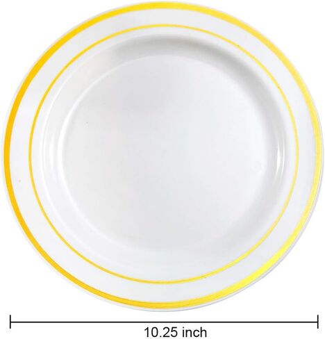 bUCLA 100PCS White Plastic Plates-10.25inch Disposable Dinner Plates-Premium Party&Wedding Plates in Saudi Arabia