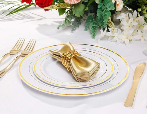 bUCLA 100PCS White Plastic Plates-10.25inch Disposable Dinner Plates-Premium Party&Wedding Plates in Saudi Arabia