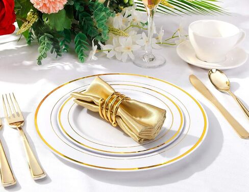 bUCLA 100PCS White Plastic Plates-10.25inch Disposable Dinner Plates-Premium Party&Wedding Plates in Saudi Arabia